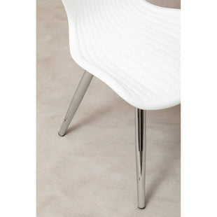 Stockholm White Moulded Plastic Dining Chair with Chrome Finish Legs