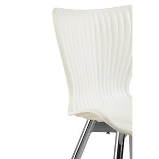 Stockholm White Moulded Plastic Dining Chair with Chrome Finish Legs