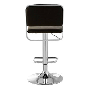 Stockholm Black Leather Effect Adjustable Bar Stool with Chrome Finish Base