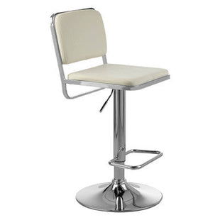 Stockholm White Leather Effect Adjustable Bar Stool with Chrome Finish Base