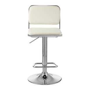 Stockholm White Leather Effect Adjustable Bar Stool with Chrome Finish Base