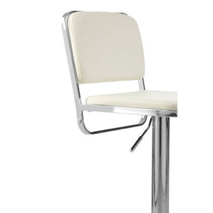 Stockholm White Leather Effect Adjustable Bar Stool with Chrome Finish Base