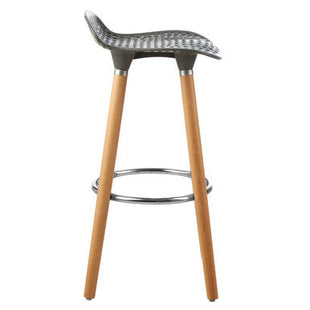 Stockholm Grey Moulded Plastic Bar Stool with Wood Legs
