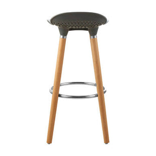 Stockholm Grey Moulded Plastic Bar Stool with Wood Legs