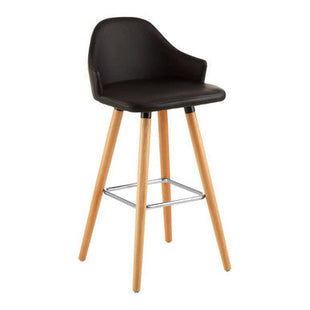 Stockholm Black Leather Effect Bar Chair with Curved Backrest