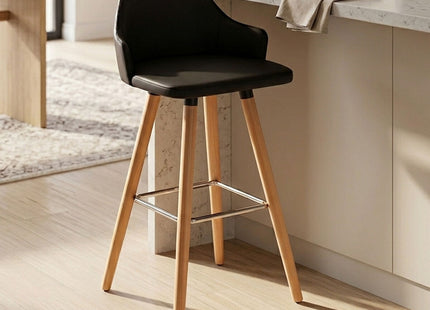 Stockholm Black Leather Effect Bar Chair with Curved Backrest