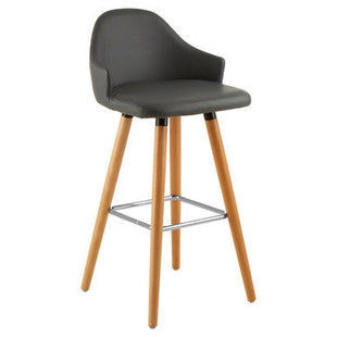 Stockholm Dark Grey Leather Effect Bar Chair with Curved Backrest