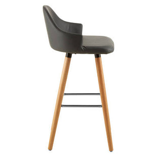 Stockholm Dark Grey Leather Effect Bar Chair with Curved Backrest