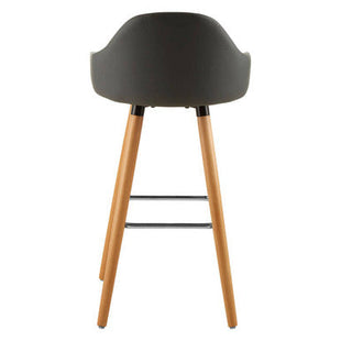 Stockholm Dark Grey Leather Effect Bar Chair with Curved Backrest