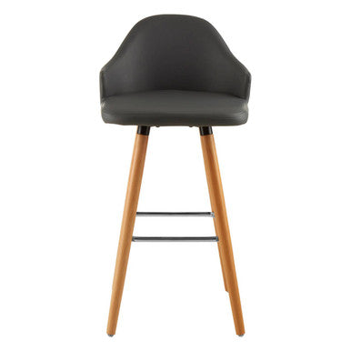 Stockholm Dark Grey Leather Effect Bar Chair with Curved Backrest