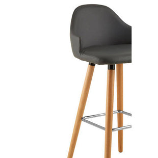 Stockholm Dark Grey Leather Effect Bar Chair with Curved Backrest