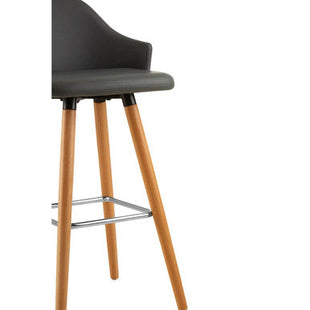Stockholm Dark Grey Leather Effect Bar Chair with Curved Backrest
