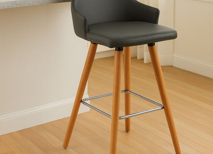 Stockholm Dark Grey Leather Effect Bar Chair with Curved Backrest