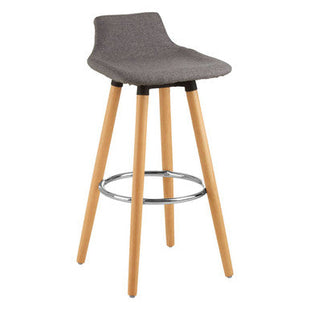 Stockholm Grey Fabric Bar Stool with Wooden Legs