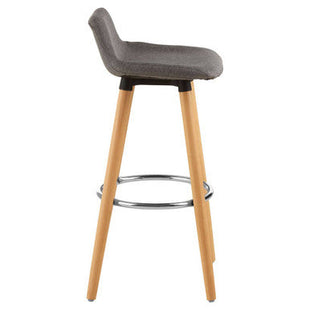 Stockholm Grey Fabric Bar Stool with Wooden Legs