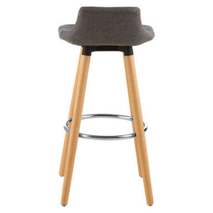 Stockholm Grey Fabric Bar Stool with Wooden Legs