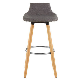 Stockholm Grey Fabric Bar Stool with Wooden Legs