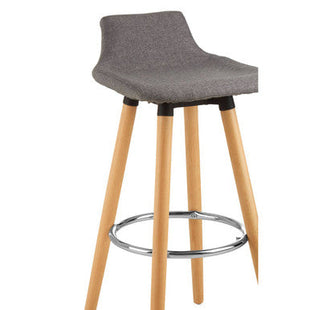 Stockholm Grey Fabric Bar Stool with Wooden Legs