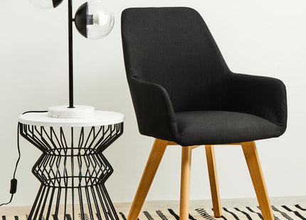 Stockholm Black Fabric Dining Chair with Armrests