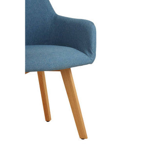Stockholm Blue Fabric Dining Chair with Armrests