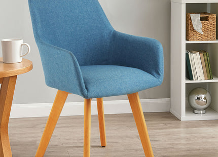 Stockholm Blue Fabric Dining Chair with Armrests