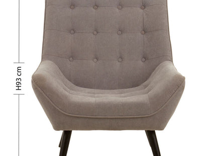 Stockholm Grey Linen Effect Button Tufted Accent Chair