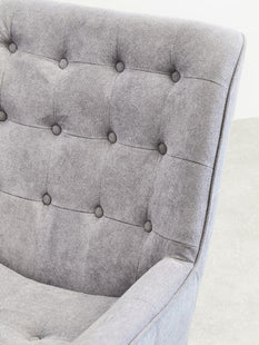 Stockholm Grey Linen Effect Button Tufted Accent Chair