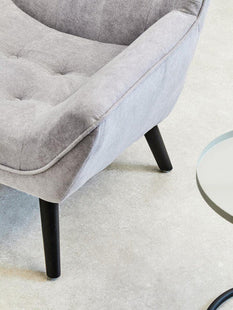 Stockholm Grey Linen Effect Button Tufted Accent Chair