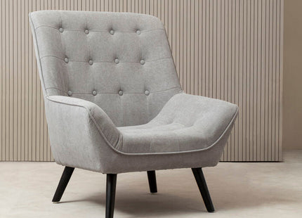 Stockholm Grey Linen Effect Button Tufted Accent Chair