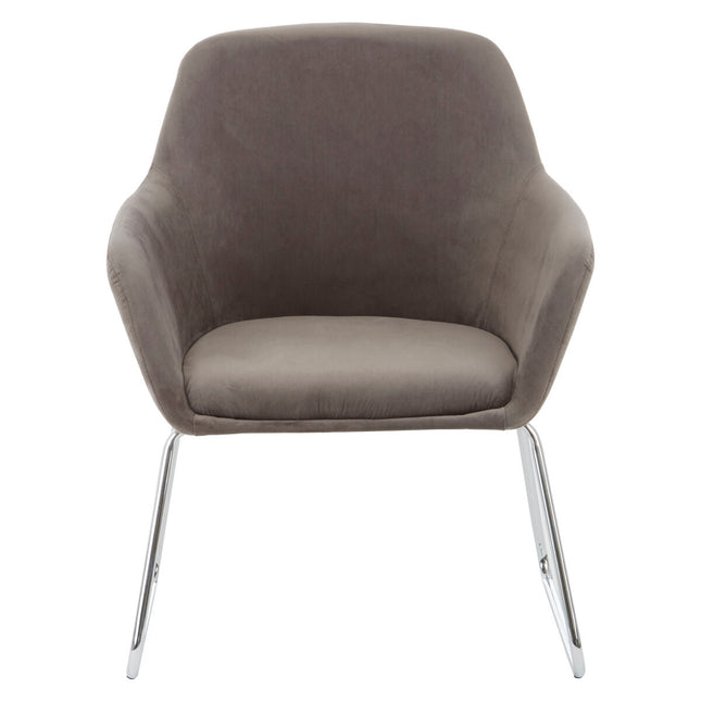 Stockholm Grey Velvet Dining Chair with Armrests