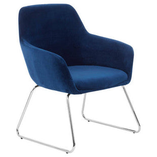 Stockholm Blue Velvet Dining Chair with Armrests