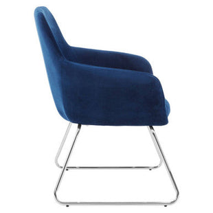 Stockholm Blue Velvet Dining Chair with Armrests