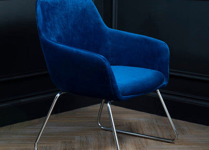 Stockholm Blue Velvet Dining Chair with Armrests