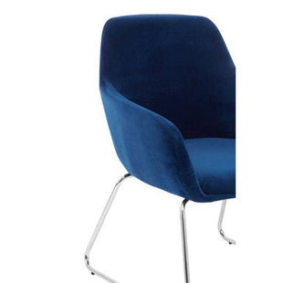 Stockholm Blue Velvet Dining Chair with Armrests