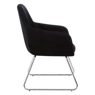 Stockholm Black Velvet Dining Chair with Armrests