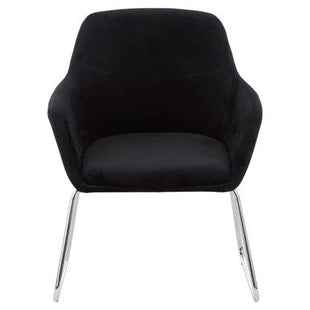Stockholm Black Velvet Dining Chair with Armrests