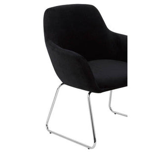 Stockholm Black Velvet Dining Chair with Armrests
