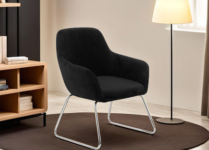 Stockholm Black Velvet Dining Chair with Armrests