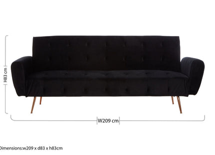 Hayton Black Velvet Sofa Bed