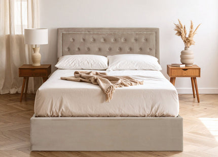 Hannah Mink Velvet Ottoman Double Bed