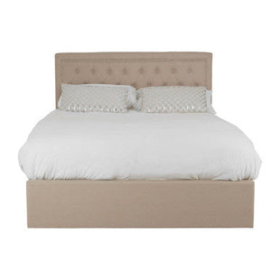 Hannah Beige Linen Ottoman Double Bed