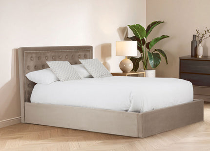 Hannah Mink Velvet Ottoman King Bed