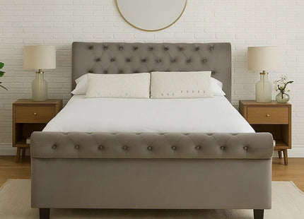 Orlando Grey Brushed Velvet Ottoman King Bed
