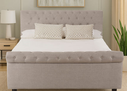 Orlando Light Grey Fabric Ottoman Sleigh King Bed