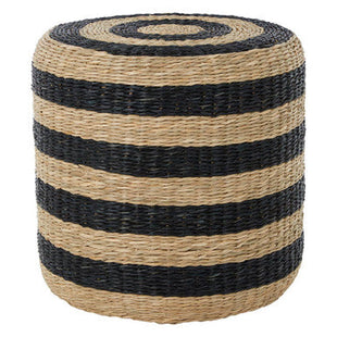 Ashby Black and Natural Seagrass Pouffe