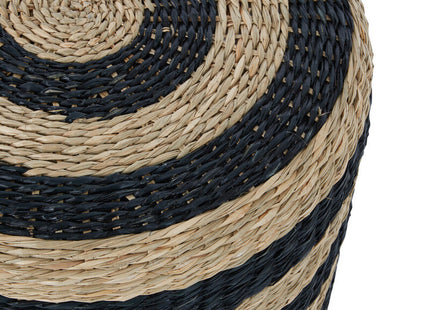 Ashby Black and Natural Seagrass Pouffe