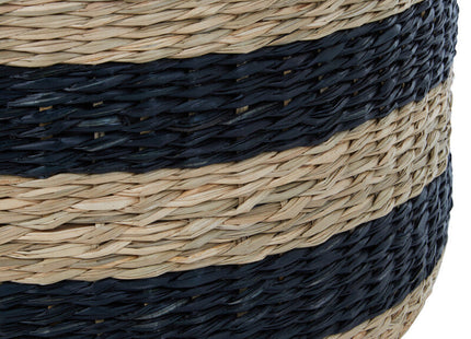 Ashby Black and Natural Seagrass Pouffe