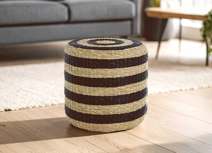 Ashby Black and Natural Seagrass Pouffe