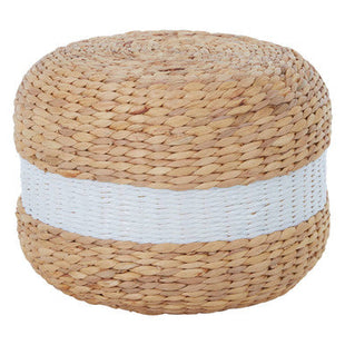 Ashby White and Natural Water Hyacinth Pouffe