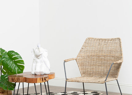 Ashby White and Natural Water Hyacinth Pouffe